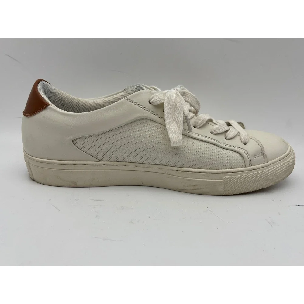 Steve Madden Finneas Men's Leather Sneakers Size 7.5 White Cream Brown Low Top